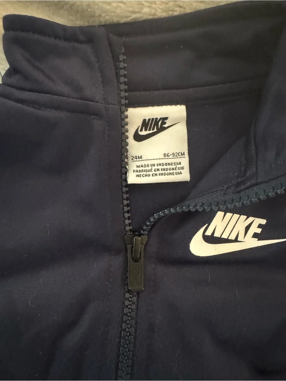 Nike Kids Navy Zip Track Jacket with White Logo Tape